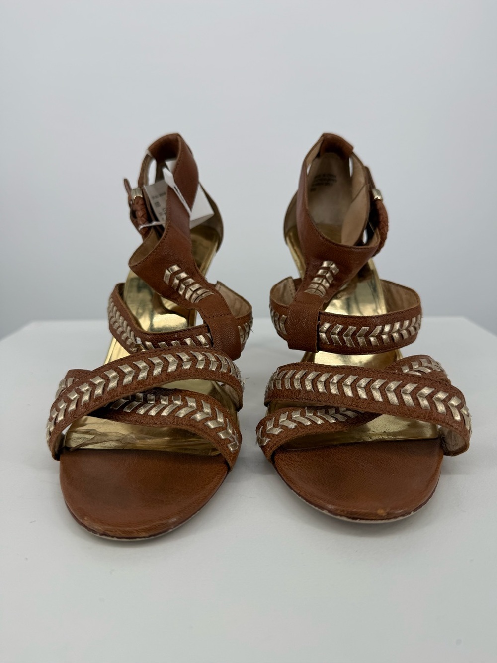 MICHAEL Michael Kors Brown Braided Leather Strappy Sandals